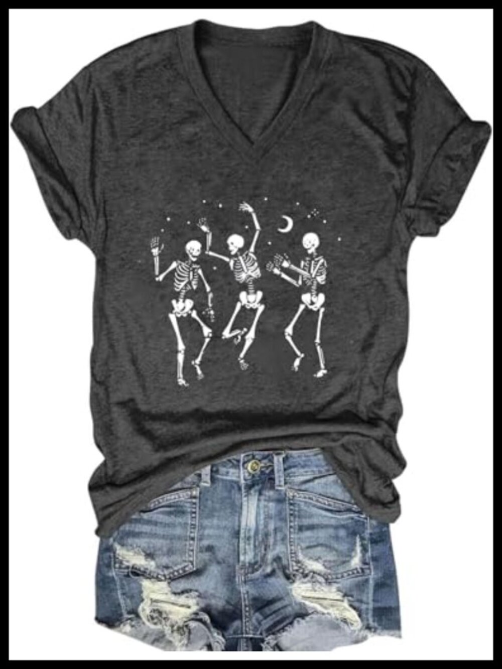 Womens V-Neck Boho Wildflowers Graphic Tee Short Sleeve Summer T-Shirt